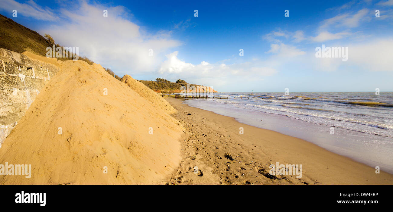 Exmouth, UK. 26th Feb, 2014. New sand brought into to replace that lost by the storms - Exmouth, Devon, England Credit:  dPAD/Alamy Live News Stock Photo