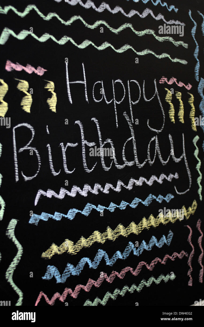 The words happy birthday wrote on a black board Stock Photo - Alamy, image size:870x1390