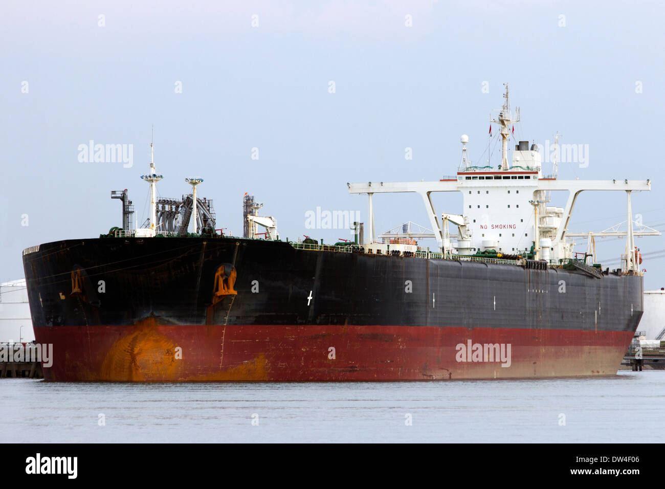 Large oil tanker in port Stock Photo
