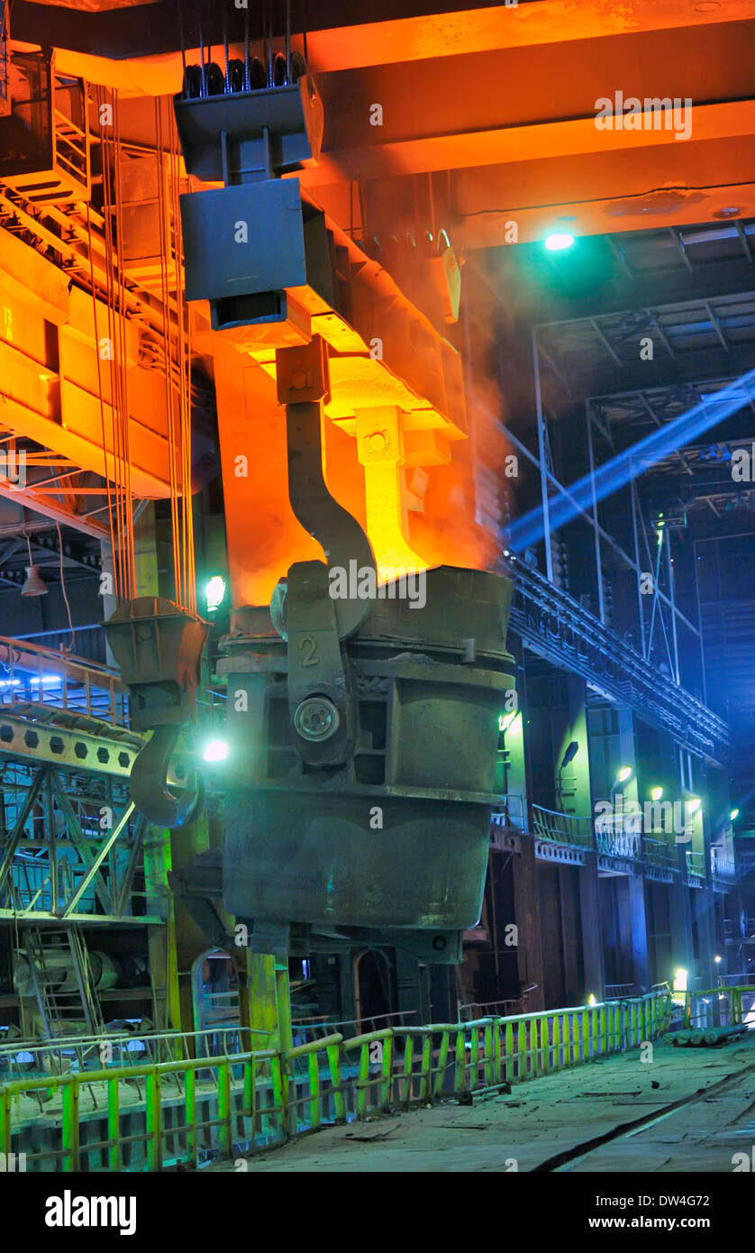steel bucket to transport the molten metal Stock Photo Alamy