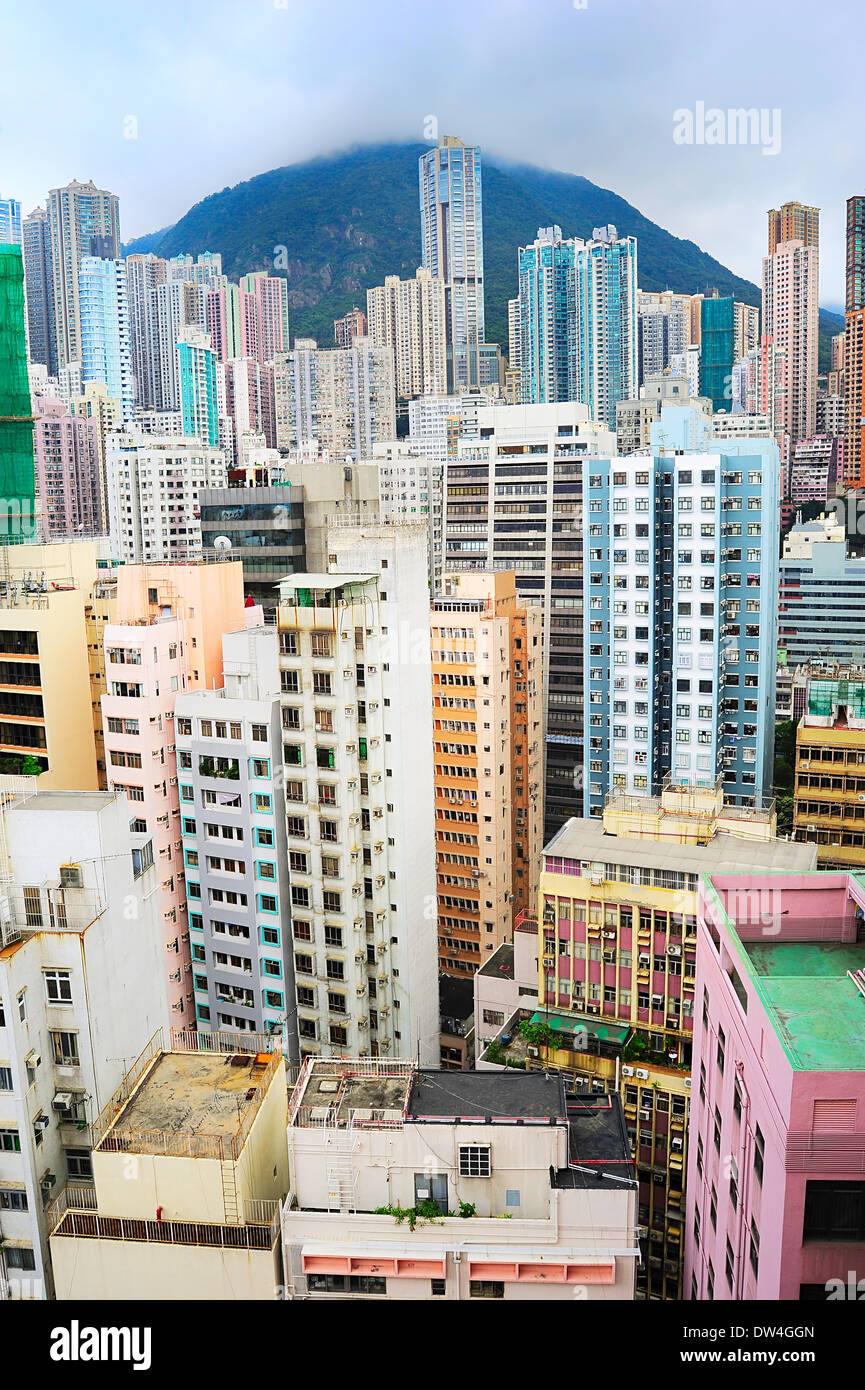 Hong Kong is one of most densely populated city in the world Stock Photo
