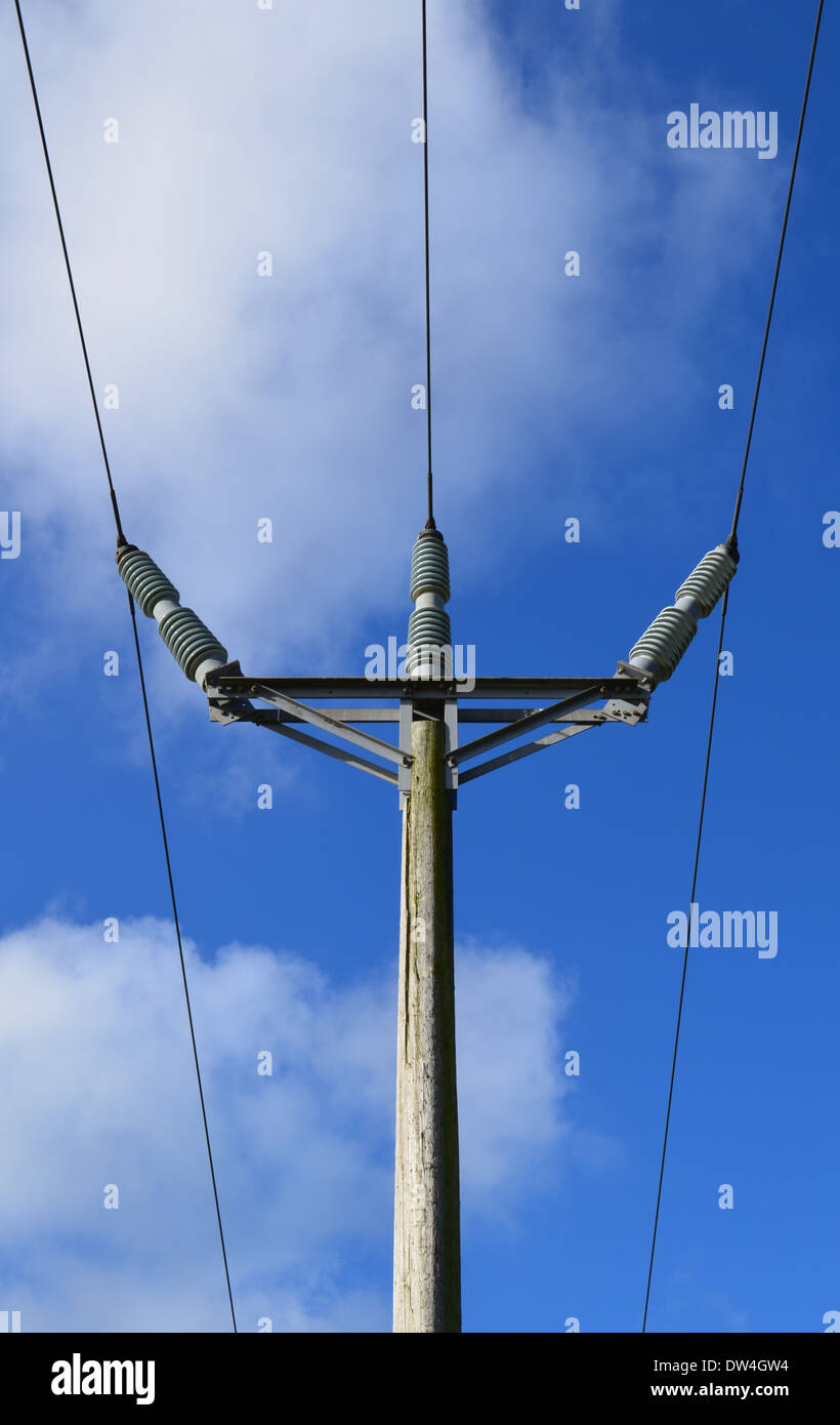 Electricity pole in the uk. Stock Photo