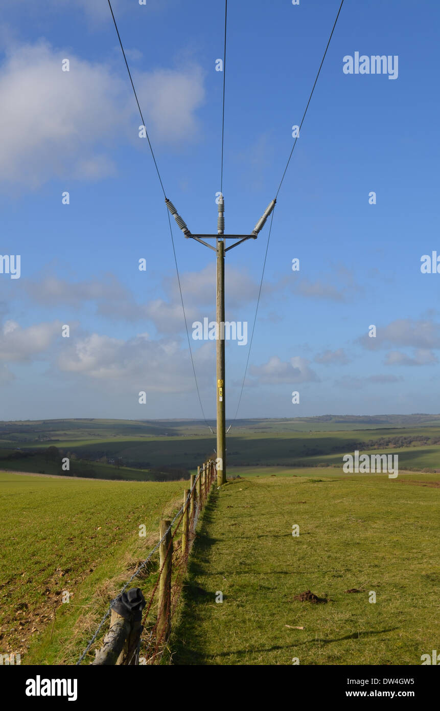 Rural electricity pole in the Sussex countryside Stock Photo Alamy