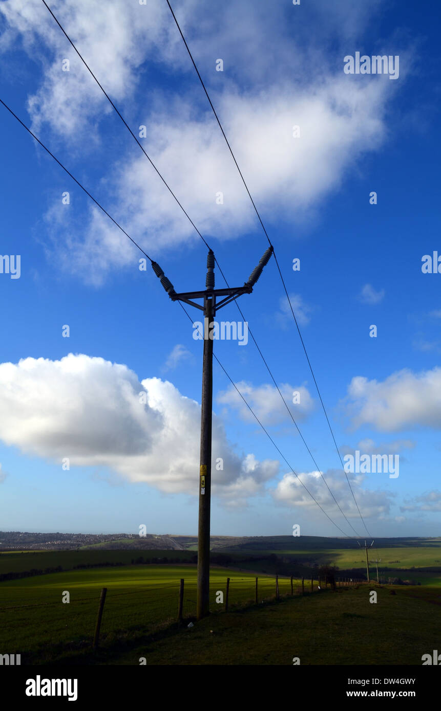 Electricity pole in rural setting Stock Photo - Alamy