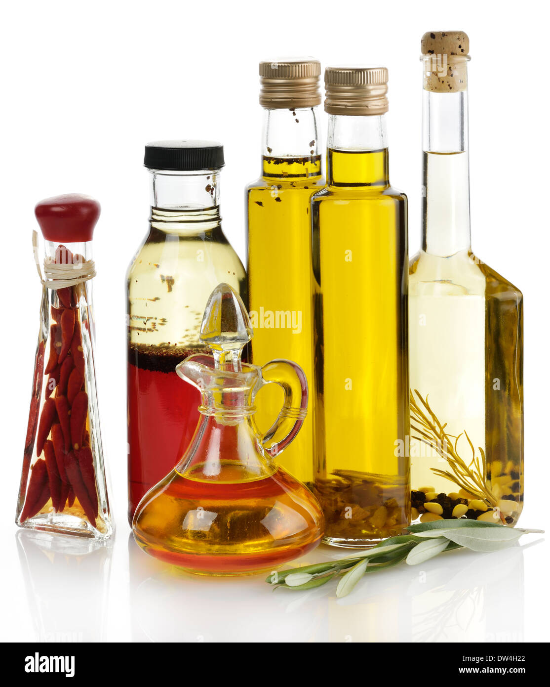 Cooking Oil Collection On White Background Stock Photo