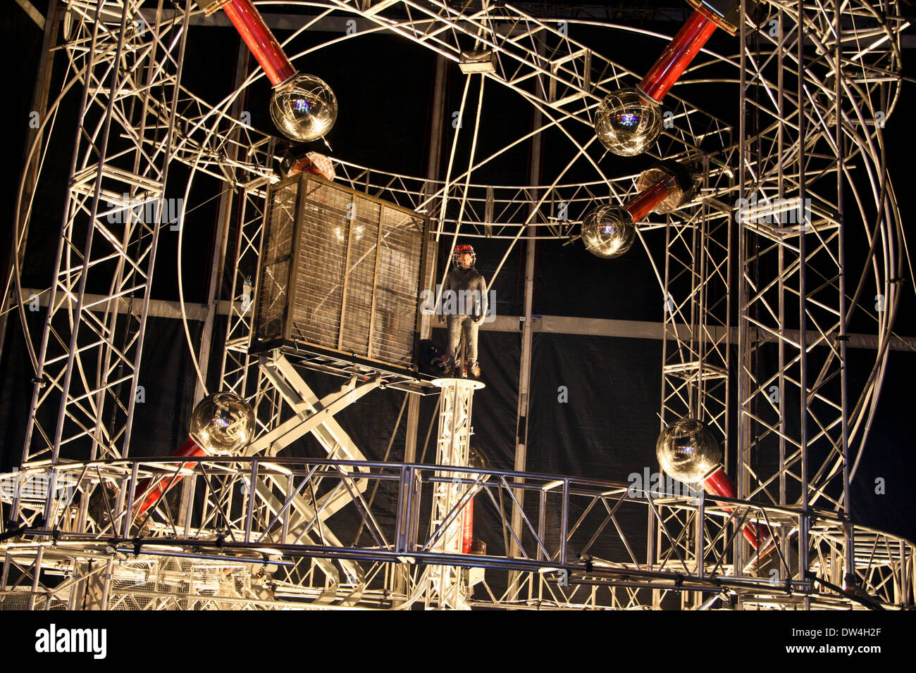 David Blaine dressed in a chainmail suit prepares for his latest