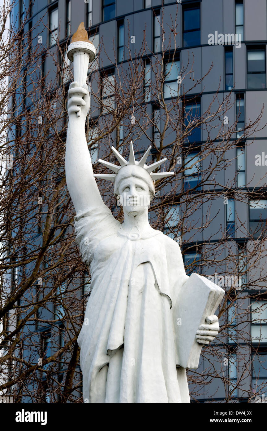 Liberty Statue and The Summit student apartments, Leicester, Leicestershire, UK Stock Photo Alamy