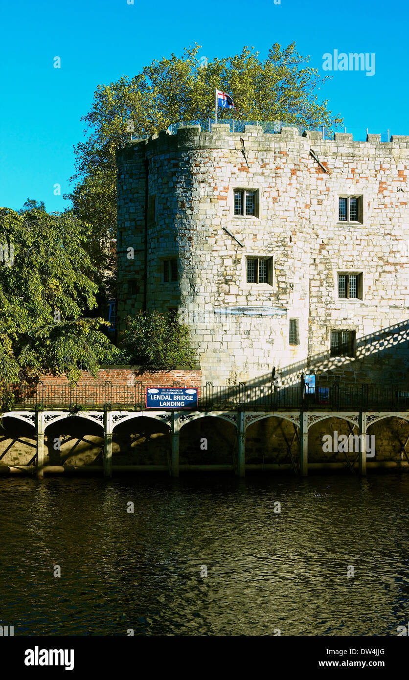 Medieval ancient Lendal Tower dating from 1300 on the banks of the River Ouse York North Yorkshire England Europe. Stock Photo