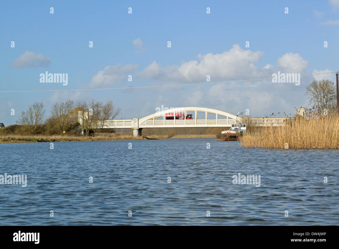 Dimmock's Cote Bridge carrying the A1123 road over the River Cam, Cambridgeshire, UK Stock Photo