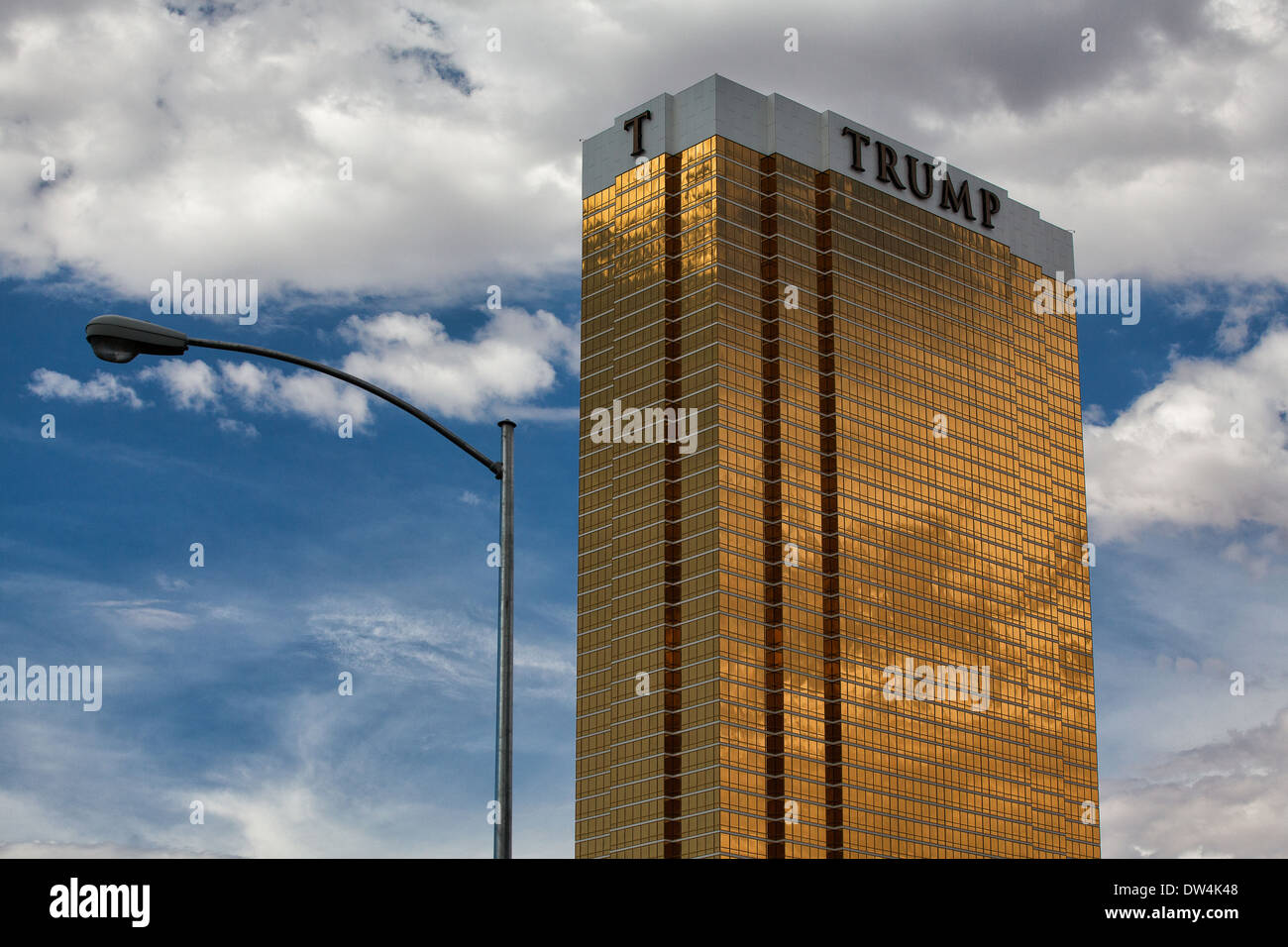 The Trump hotel Las Vegas.This 64 story hotel has exterior windows coated in 24 carat gold Stock Photo