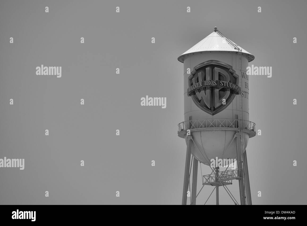 LOS ANGELES,CA-JULY 1,2011:Historic Warner Bros water tower on the studio in Burbank California Los Angeles,July 1,2011 Stock Photo