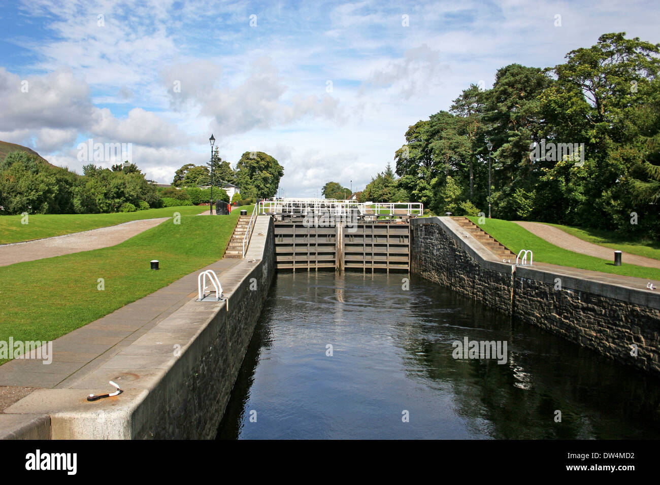 Neptunes Staircase Lock on the Caledonian Canal near Fort William in the Western Highlands of  Scotland.UK Stock Photo