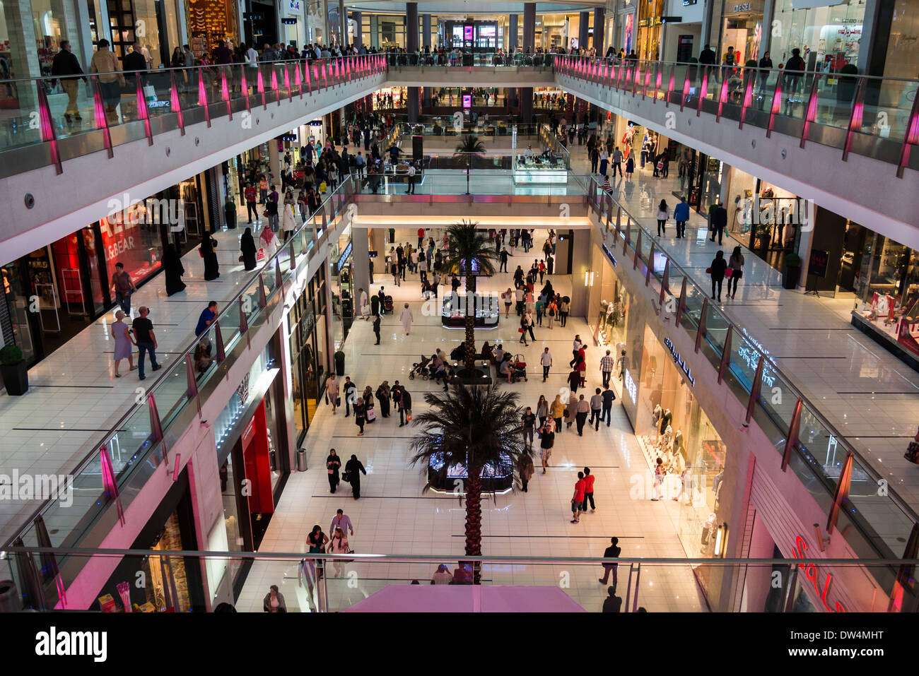Interior wide view of Dubai Mall, Dubai, United Arab Emirates Stock ...