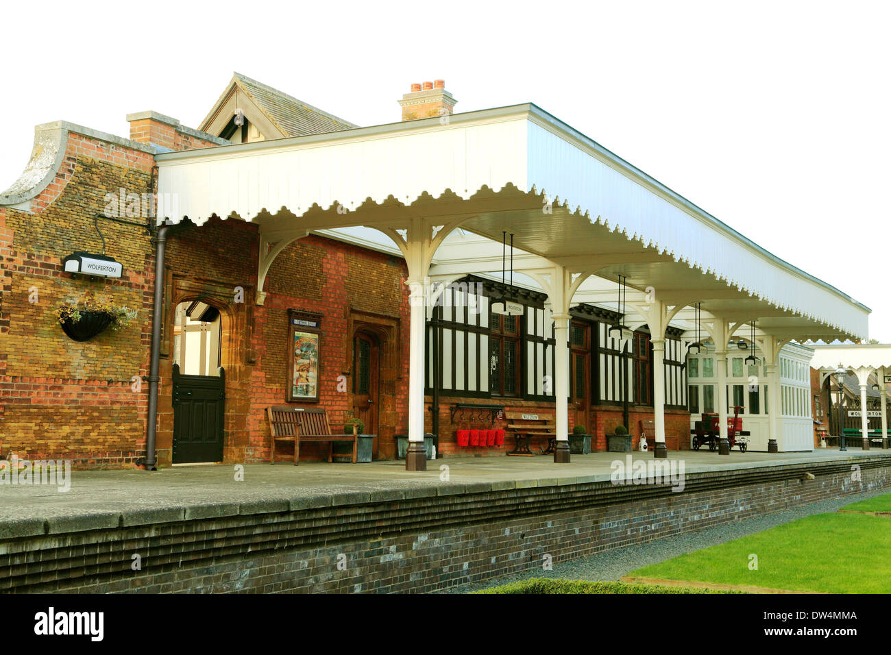 Wolferton Railway Station Platform, Norfolk, 19th century preserved stations England UK English Stock Photo