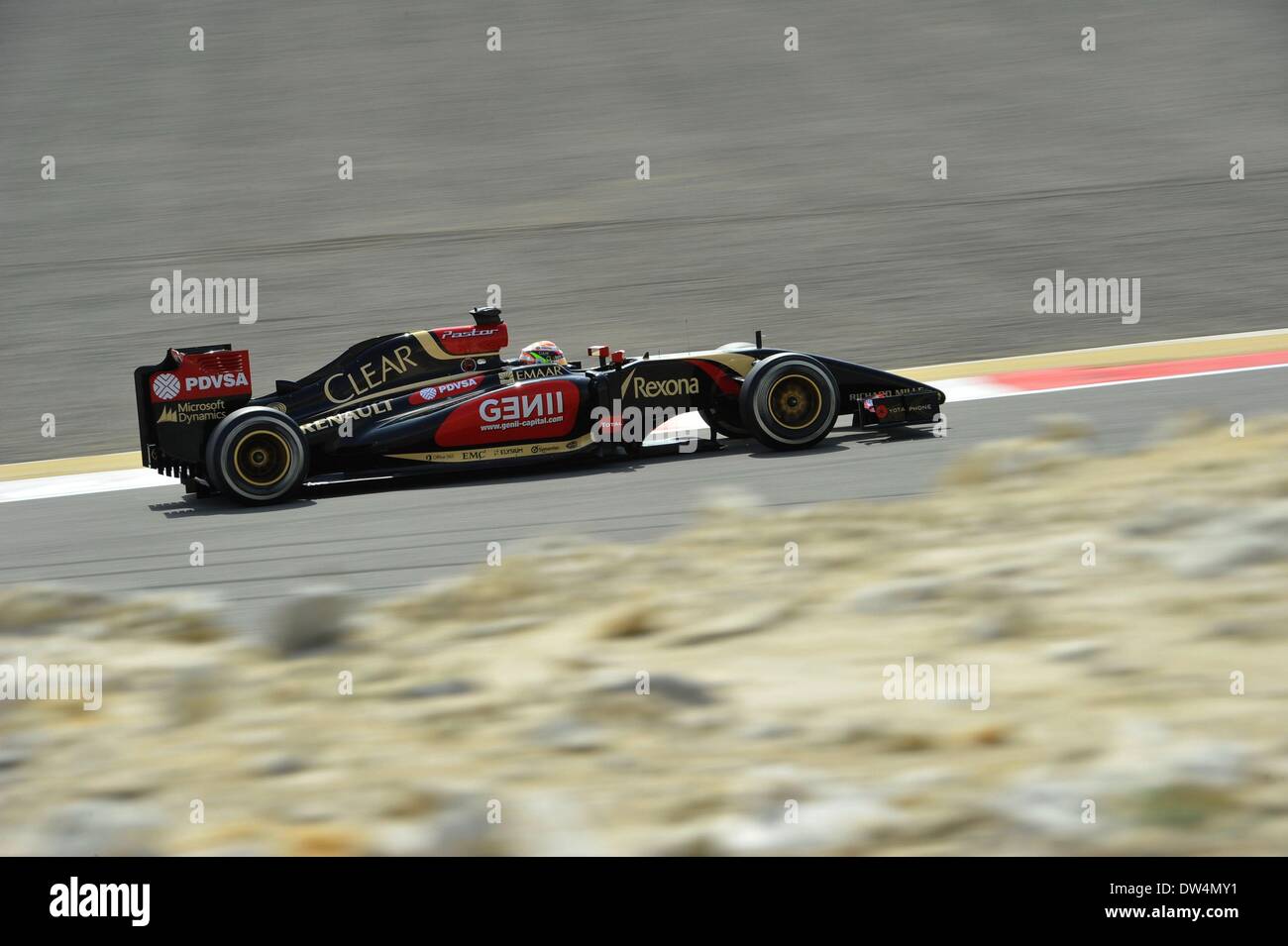 Pastor Maldonado (VEN) Williams GP - F1 test in Bahrain on 27 February 2014. Stock Photo
