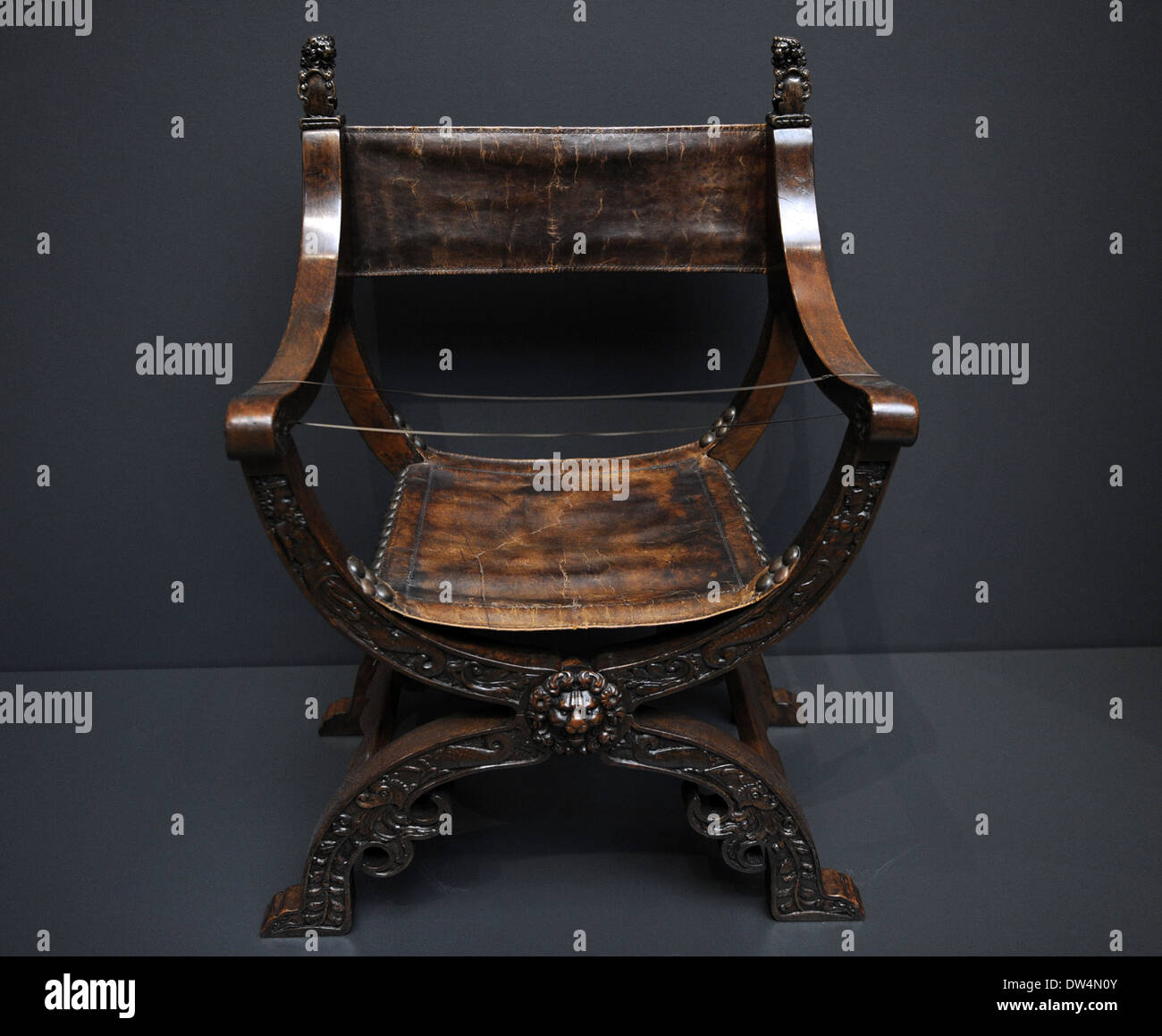 Folding X-chair, c. 1620-1650. Northern Netherlands. Rijksmuseum. Amsterdam. Holland. Stock Photo