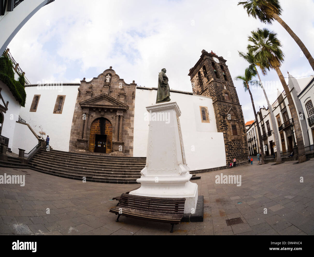 The church El Salvador at the Plaza Espana in Santa Cruz on the Canary Island La Palma Stock Photo