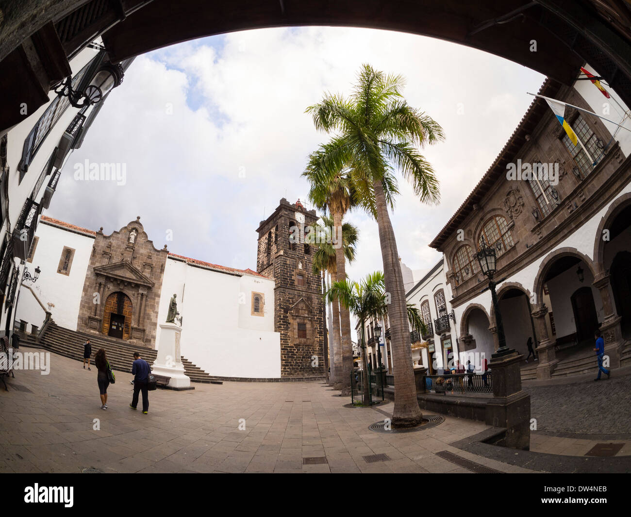 The church El Salvador at the Plaza Espana in Santa Cruz on the Canary Island La Palma Stock Photo