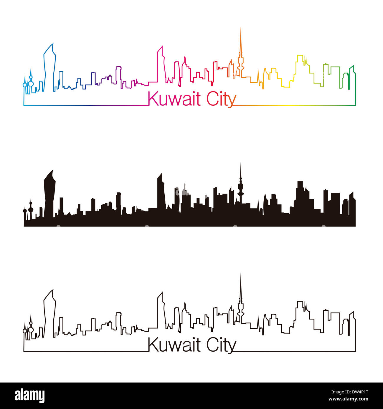Kuwait City skyline linear style with rainbow Stock Photo - Alamy