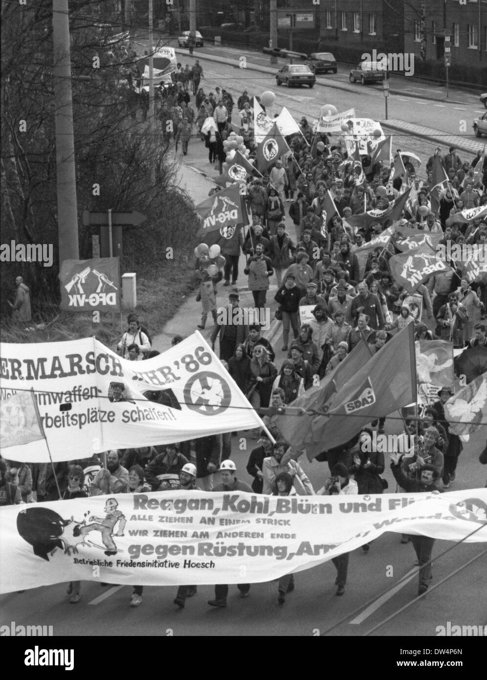 The now traditional Easter march Ruhr 1986, across the area Stock Photo