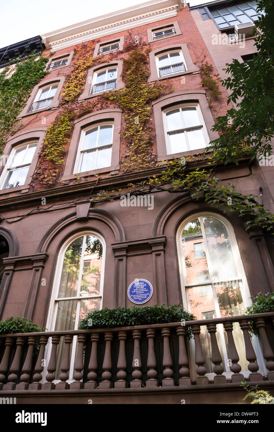 Quaint Brownstones in a West Greenwich Village Neighborhood, NYC Stock Photo