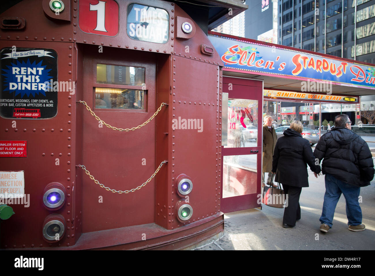 Ellen's Stardust Diner is a retro 1950s theme restaurant located at 1650 Broadway Stock Photo