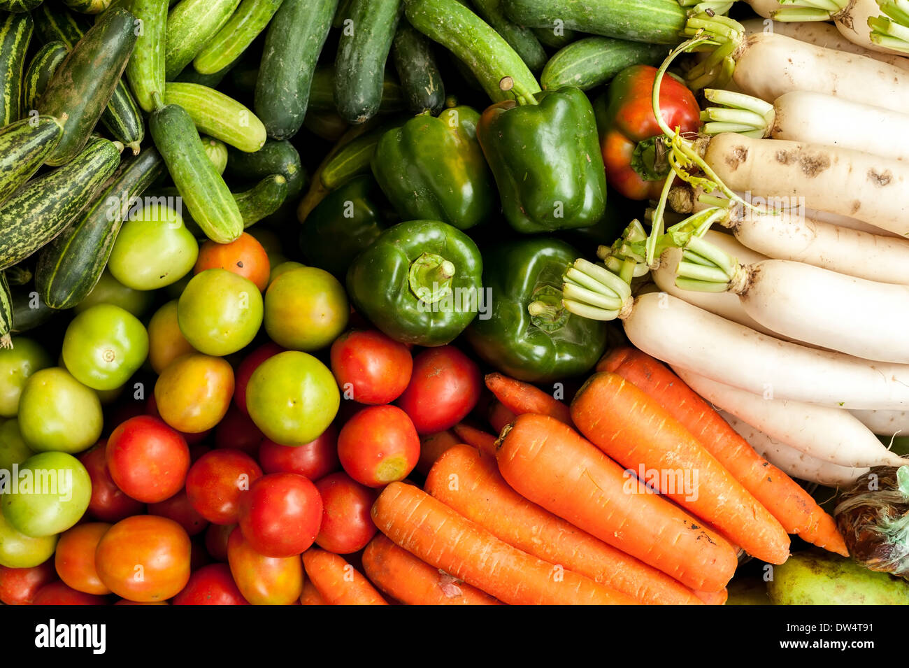 Fresh organic vegetables at asian market Stock Photo Alamy