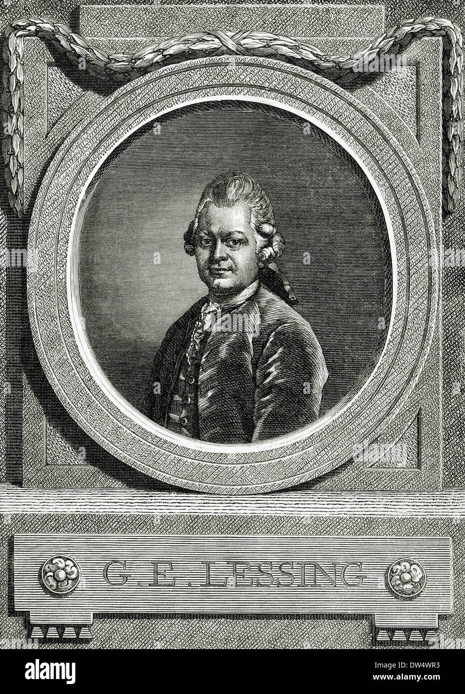 Gotthold Ephraim Lessing (1729-1781). German writer. Portrait. Engraving. Stock Photo