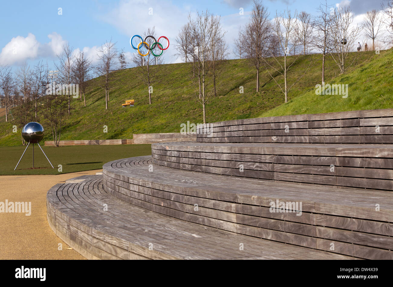 A section of the Queen Elizabeth Olympic Park currently open to the public. Stock Photo