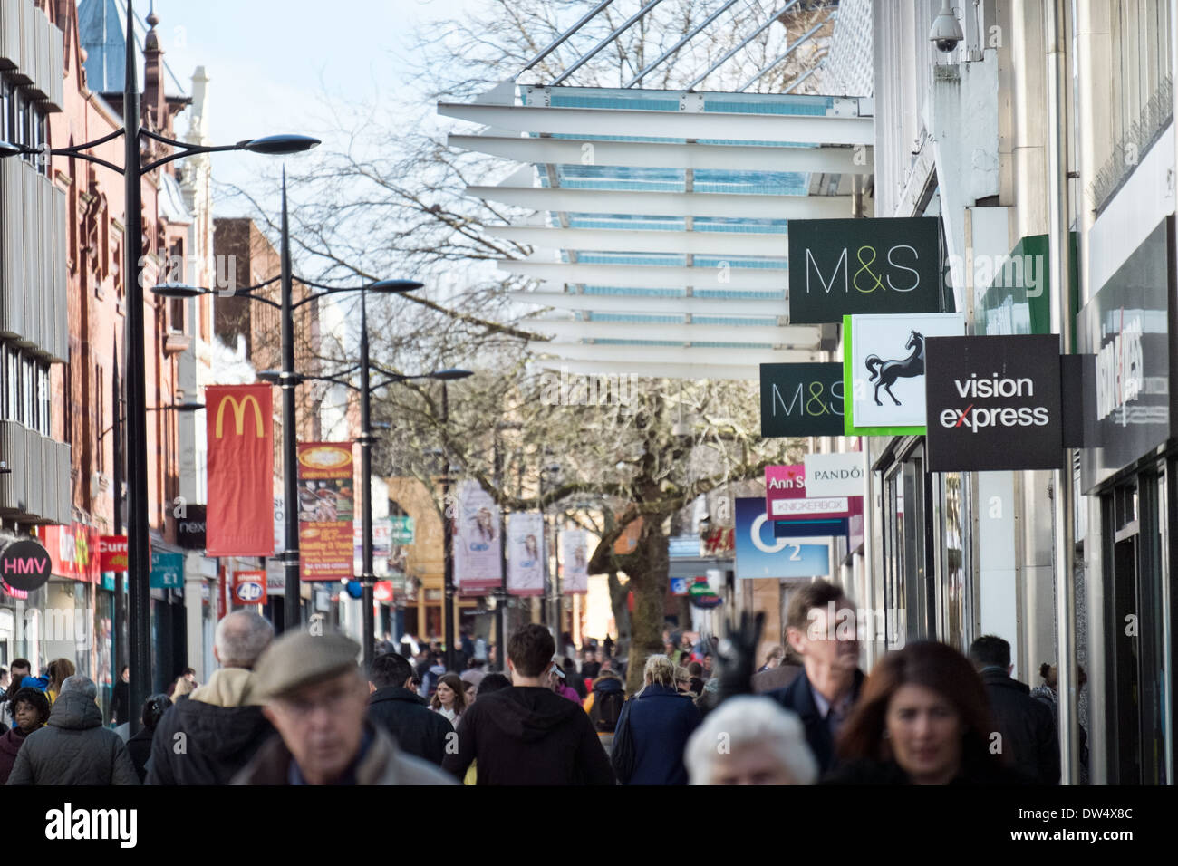 A view of the bustling town centre of Swindon in Wiltshire, UK Stock Photo