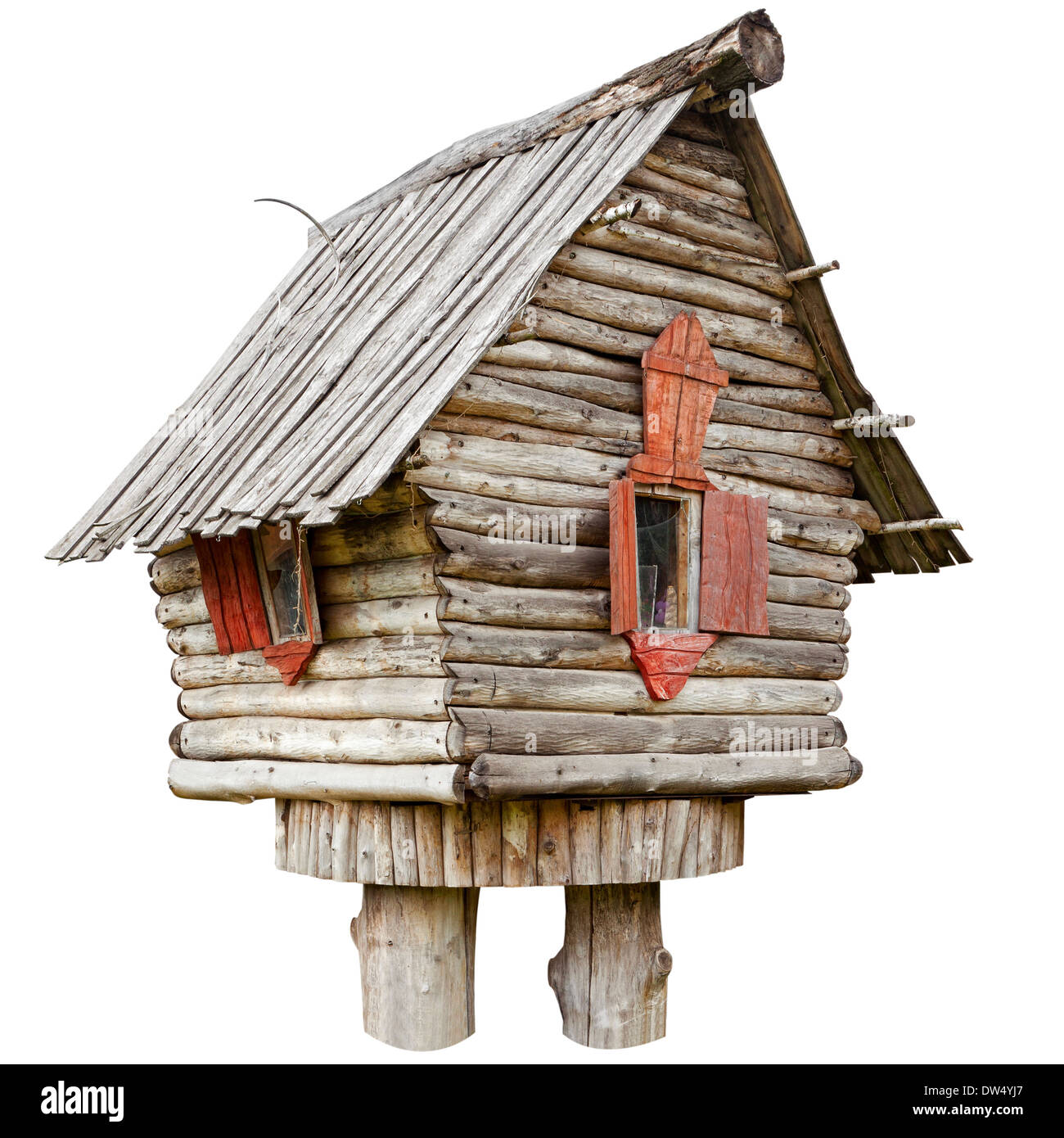 fairy witch house on chicken legs from folklore, isolated Stock Photo