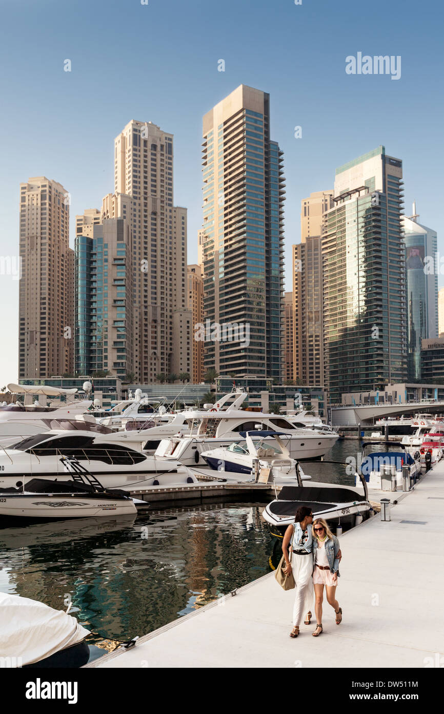 Dubai Marina and buildings scene, Dubai, United Arab Emirates, UAE, Middle East Stock Photo
