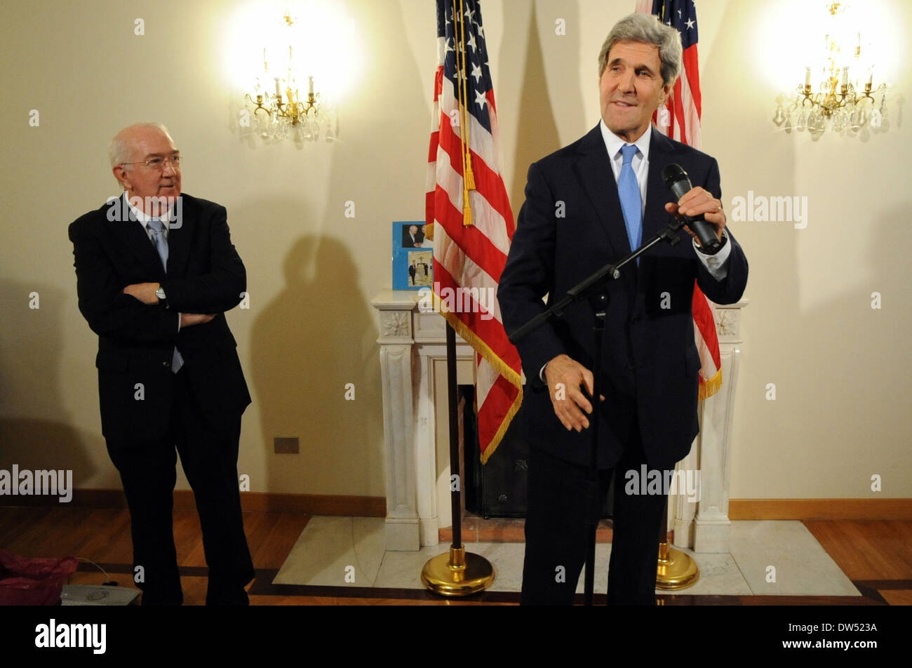 Secretary Kerry Discusses his Visit to the Vatican With the Press Corps Stock Photo