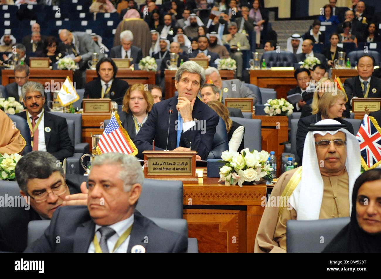 Secretary Kerry Listens at Outset of Syrian Donors' Conference Stock Photo
