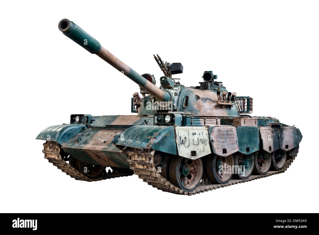 A cut out or a Russian T54/55 main battle Tank used by the Soviet army & Warsaw pact forces during the cold war period Stock Photo