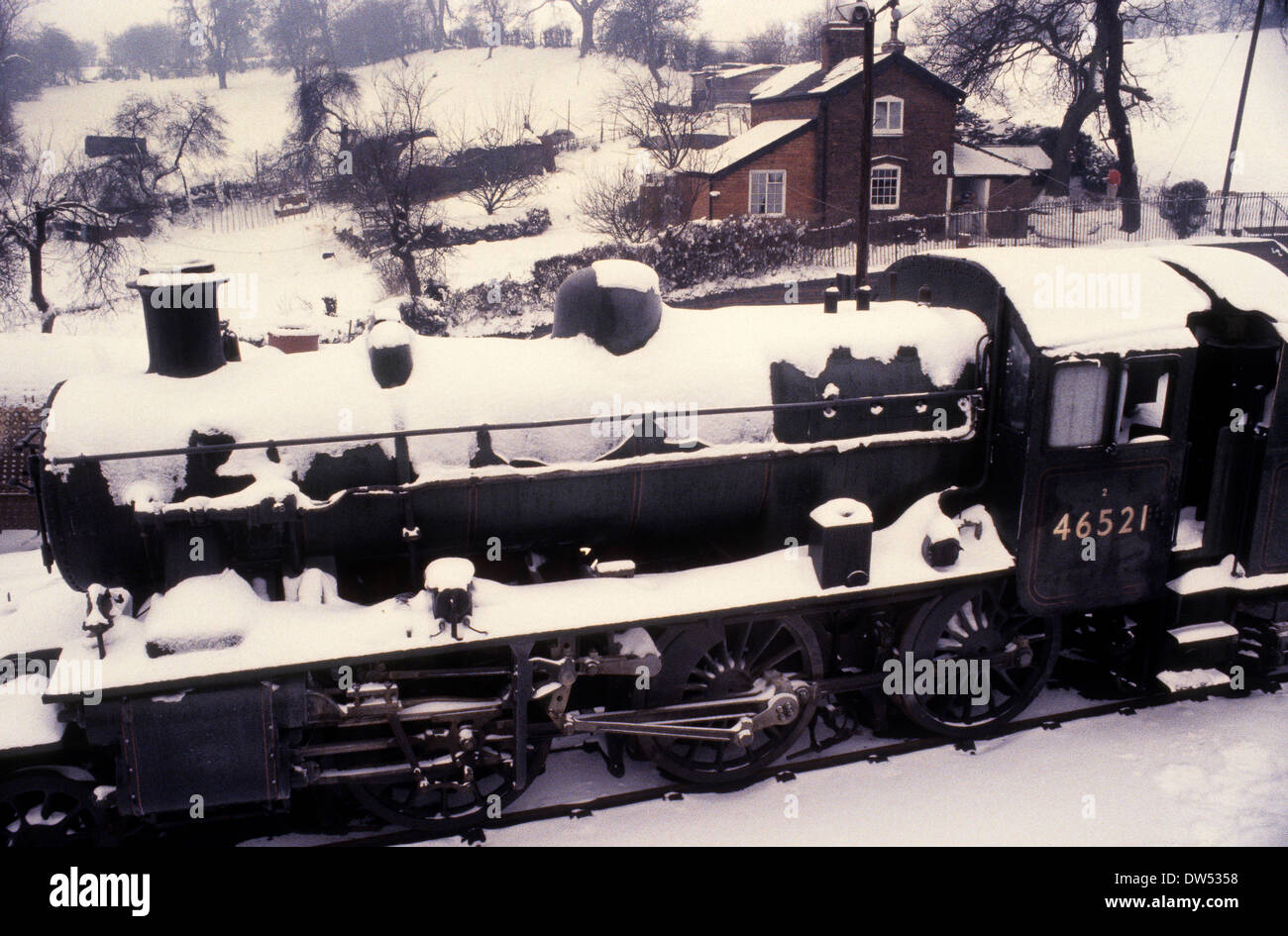 Severn Valley Railway in Bridgnorth during the winter freeze of 1981/82 Stock Photo