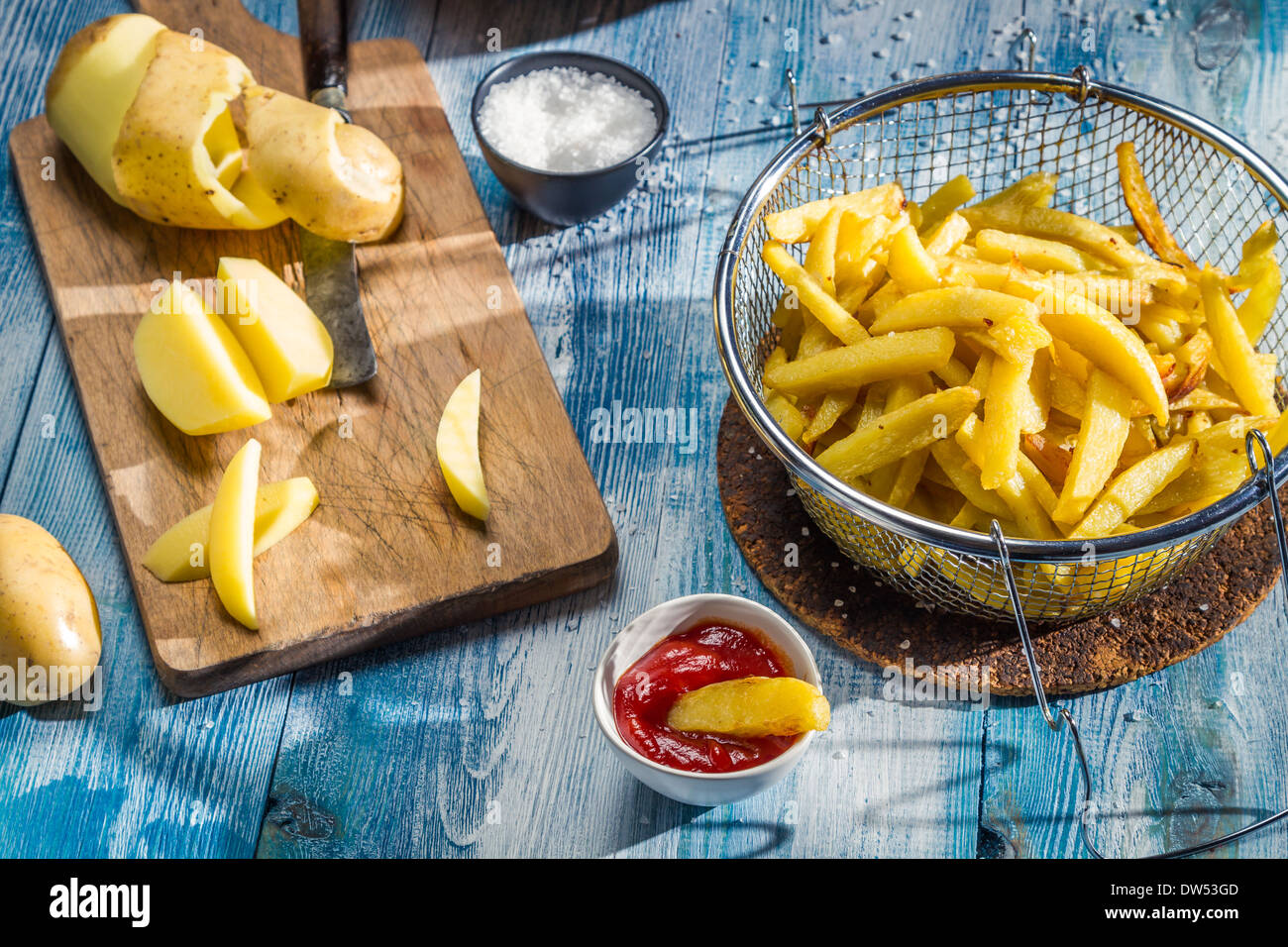 French fries made from potatoes Stock Photo