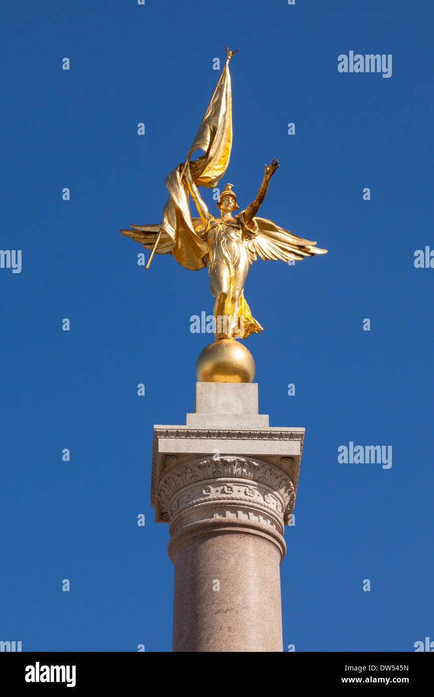 Gold statue atop World War I Memorial in Washington DC - USA Stock Photo