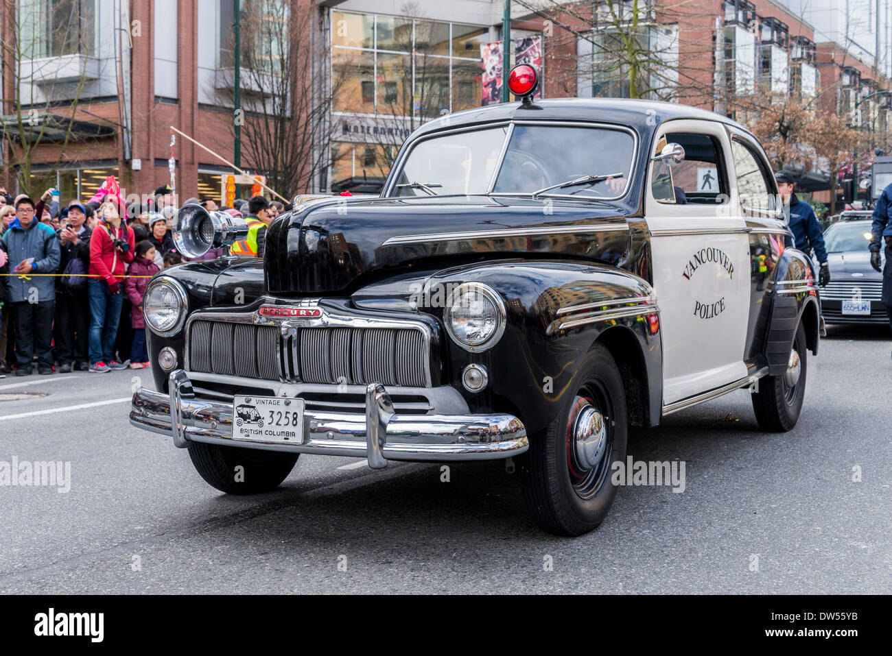 Vintage Vancouver police car, Vancouver, British Columbia, Canada Stock Photo