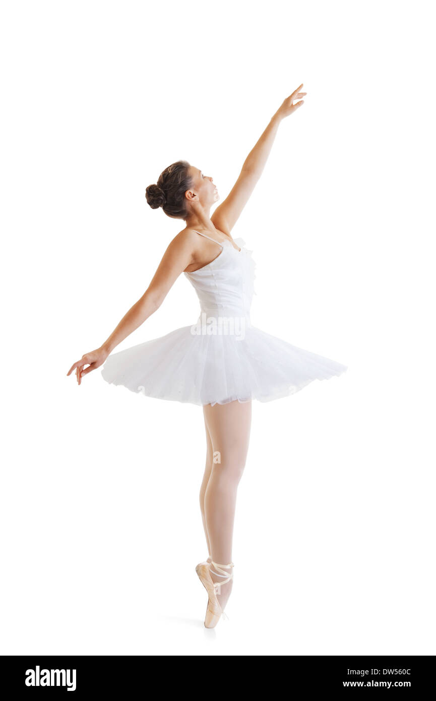 beautiful ballerina in classical tutu on a white background Stock Photo