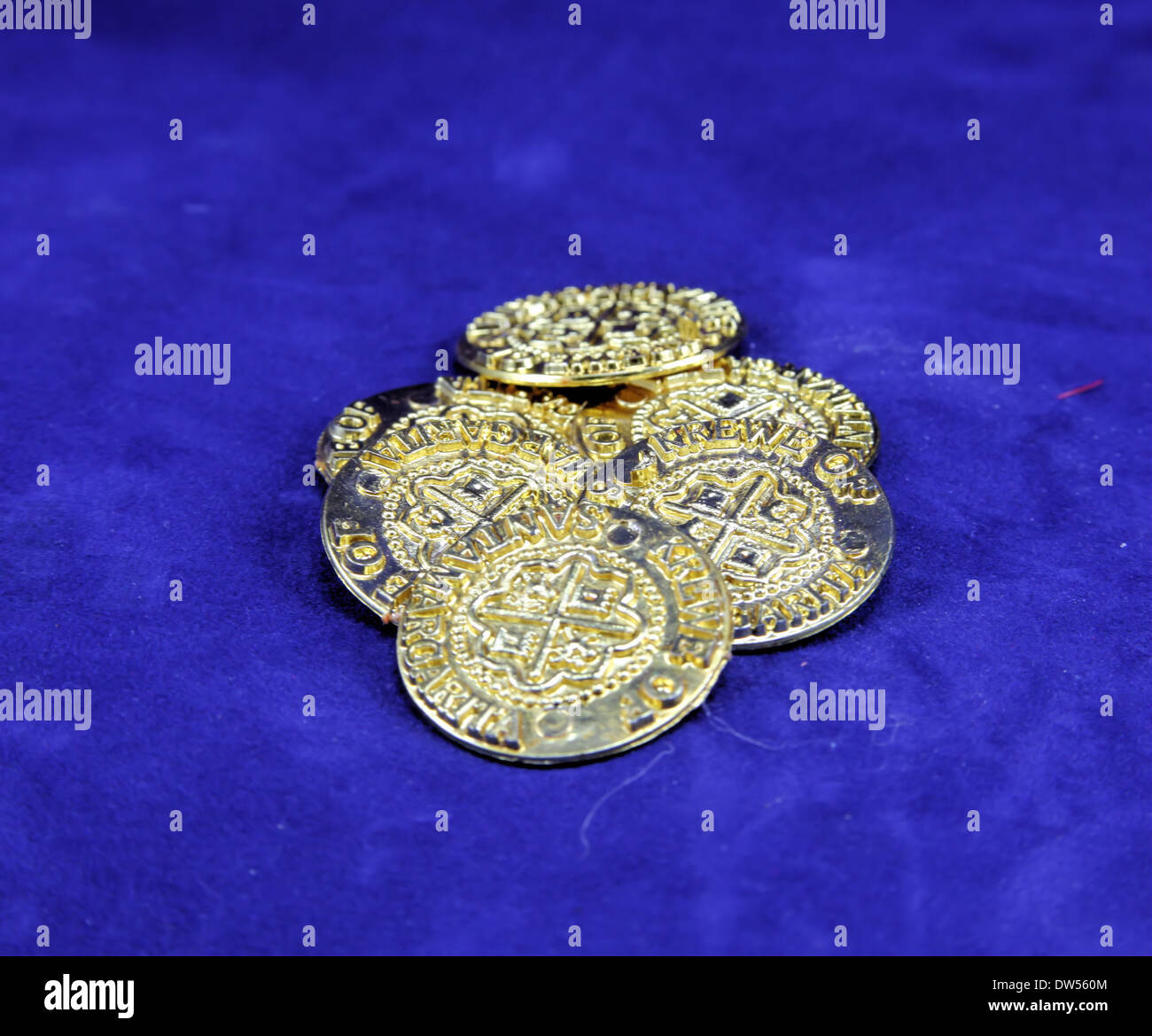 OLD SPANISH GOLD COINS Stock Photo