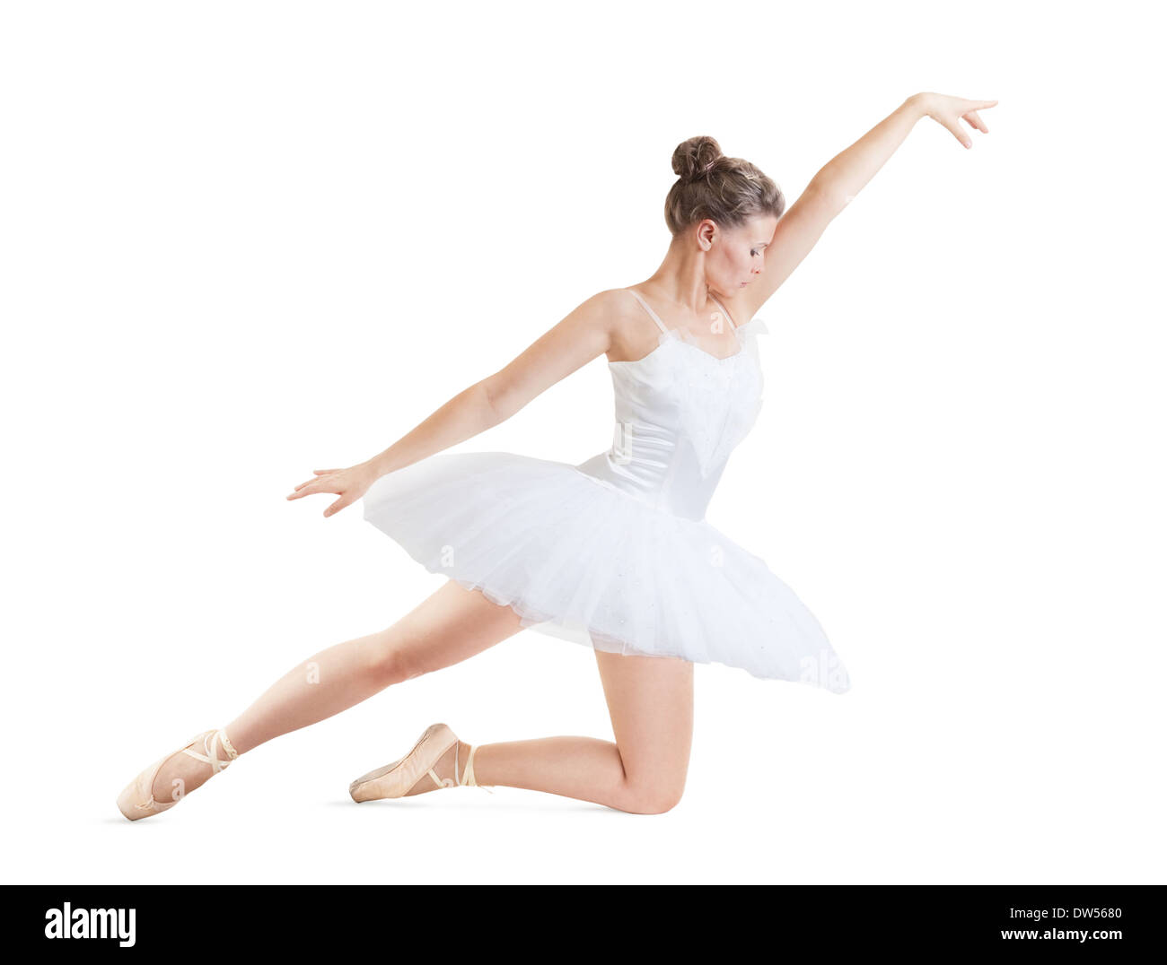 beautiful ballerina in classical tutu on a white background Stock Photo