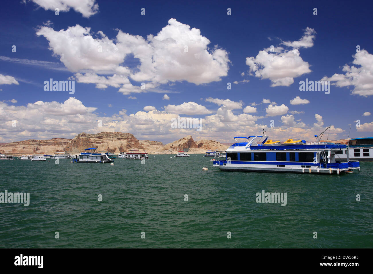 Lake Powell houseboats Stock Photo