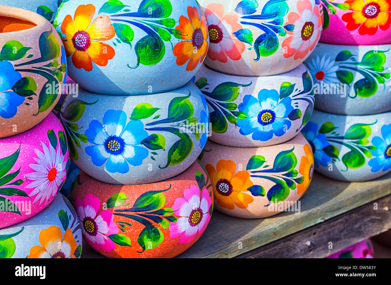 Colorful handmade pots. Old Town State Historic Park, San Diego