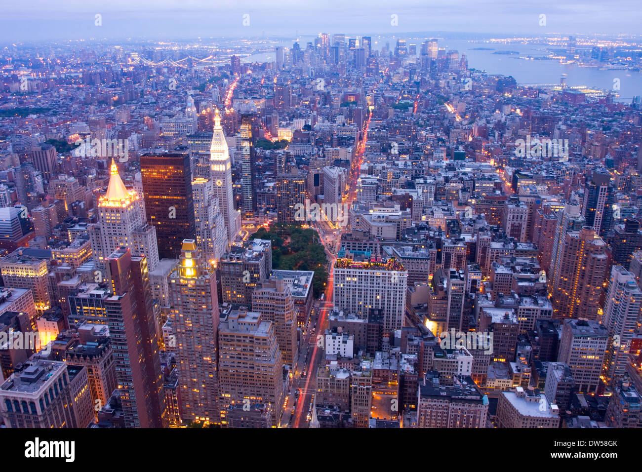 New York City skyline at dusk Stock Photo - Alamy