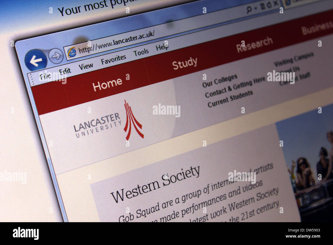 Lancaster University website Stock Photo
