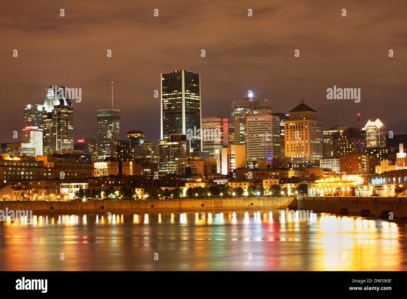 Montreal skyline at night, Canada Stock Photo
