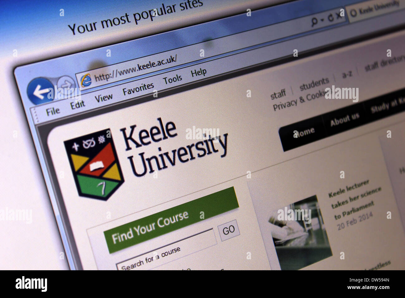Keele University website Stock Photo