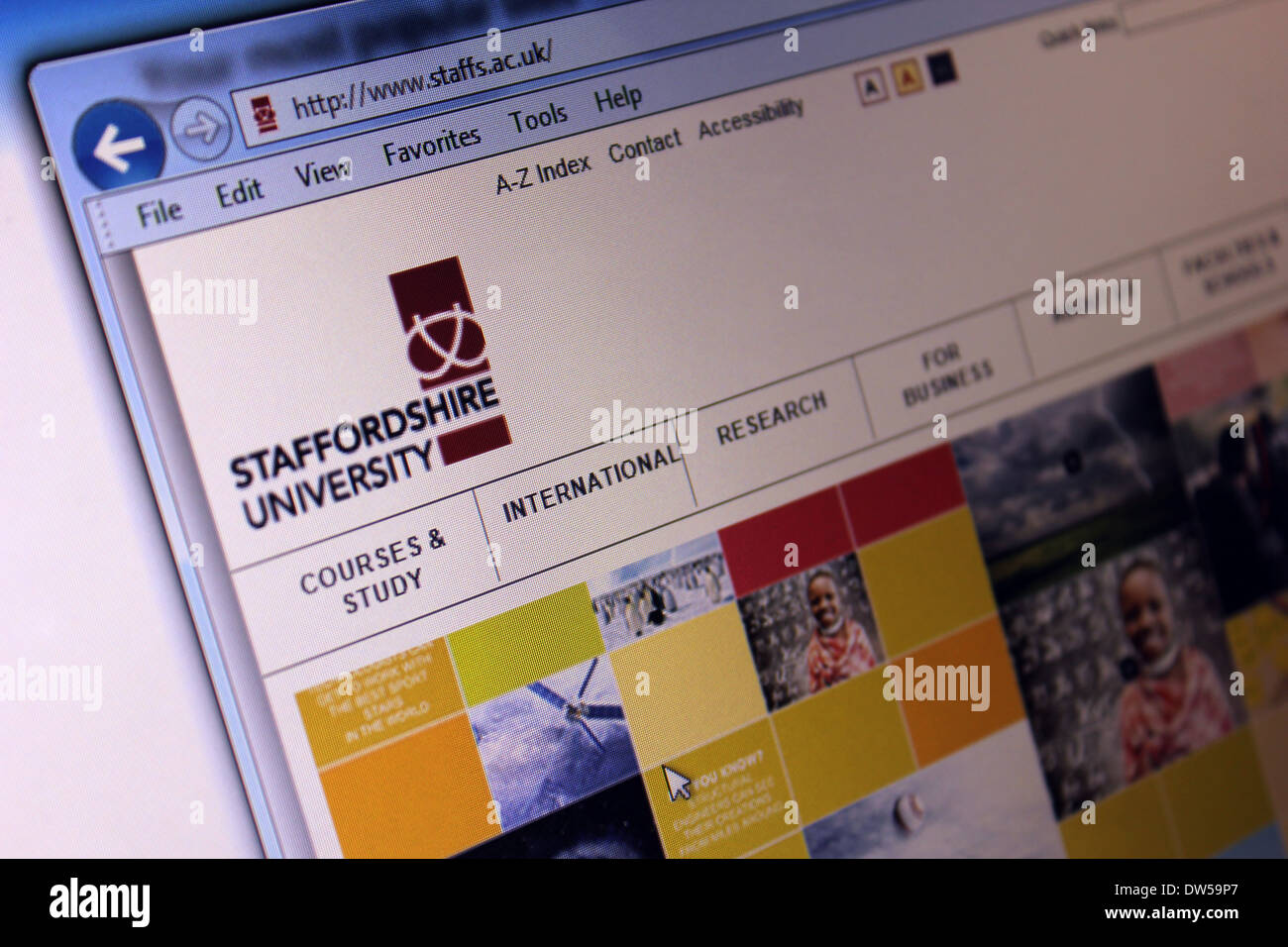 Staffordshire University website Stock Photo