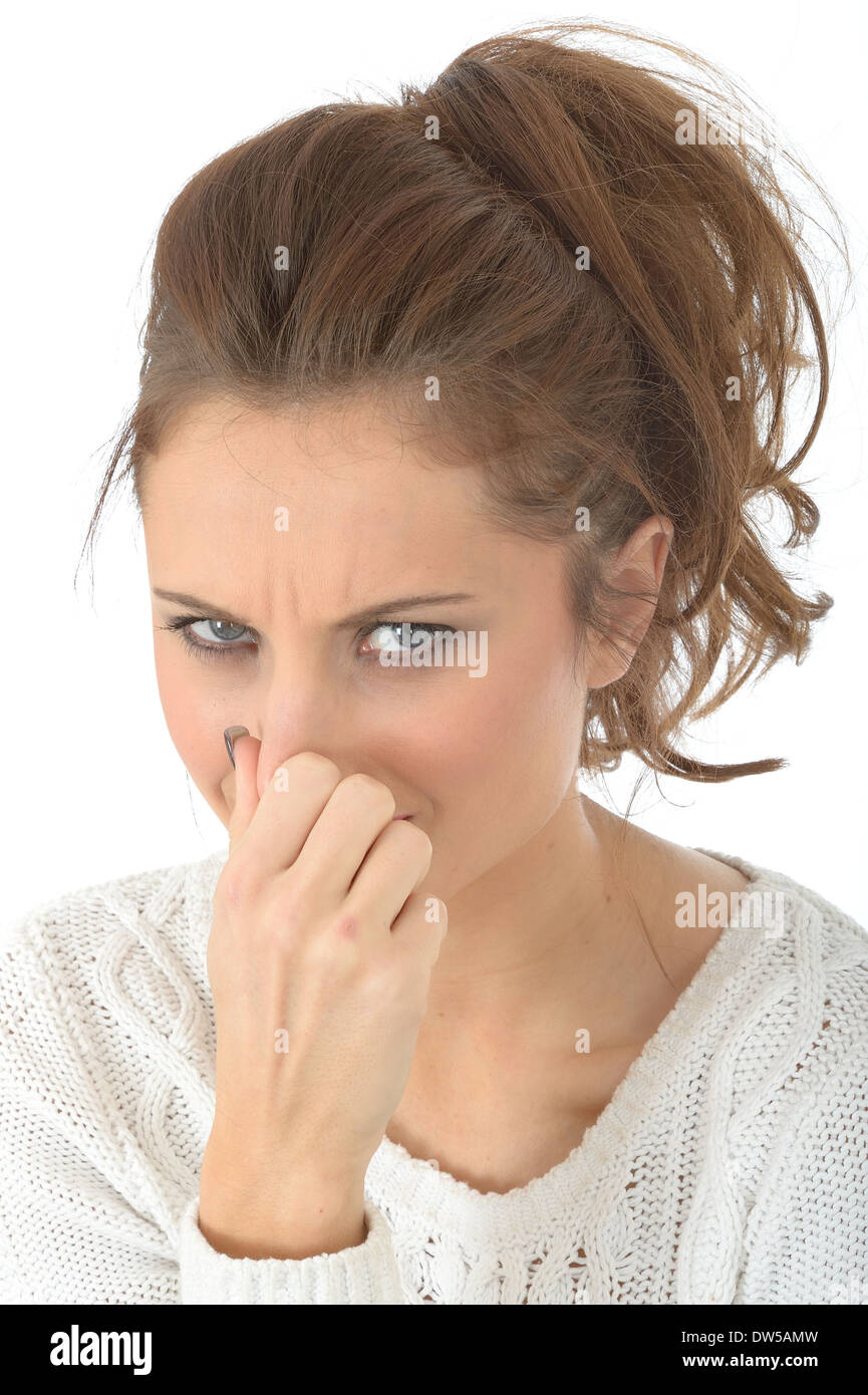 Woman holding nose smell hires stock photography and images Alamy